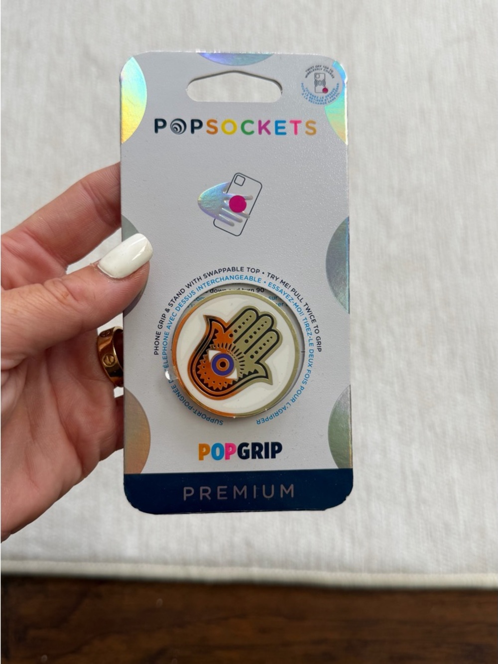 PopSocket Premium PopGrip Phone Grip Gold Hamsa Hand Evil Eye